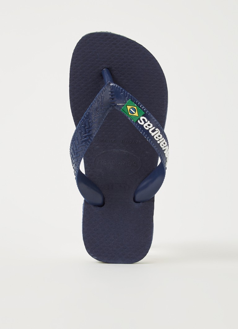 Havaianas Jongens Brasil slipper met logo in de kleur Donkerblauw, maat: 27/28