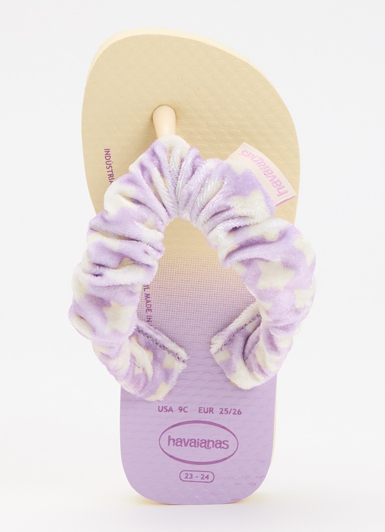 Havaianas Meisjes Fluffy slippers van fluweel met print in de kleur Gebroken wit, maat: 29/30