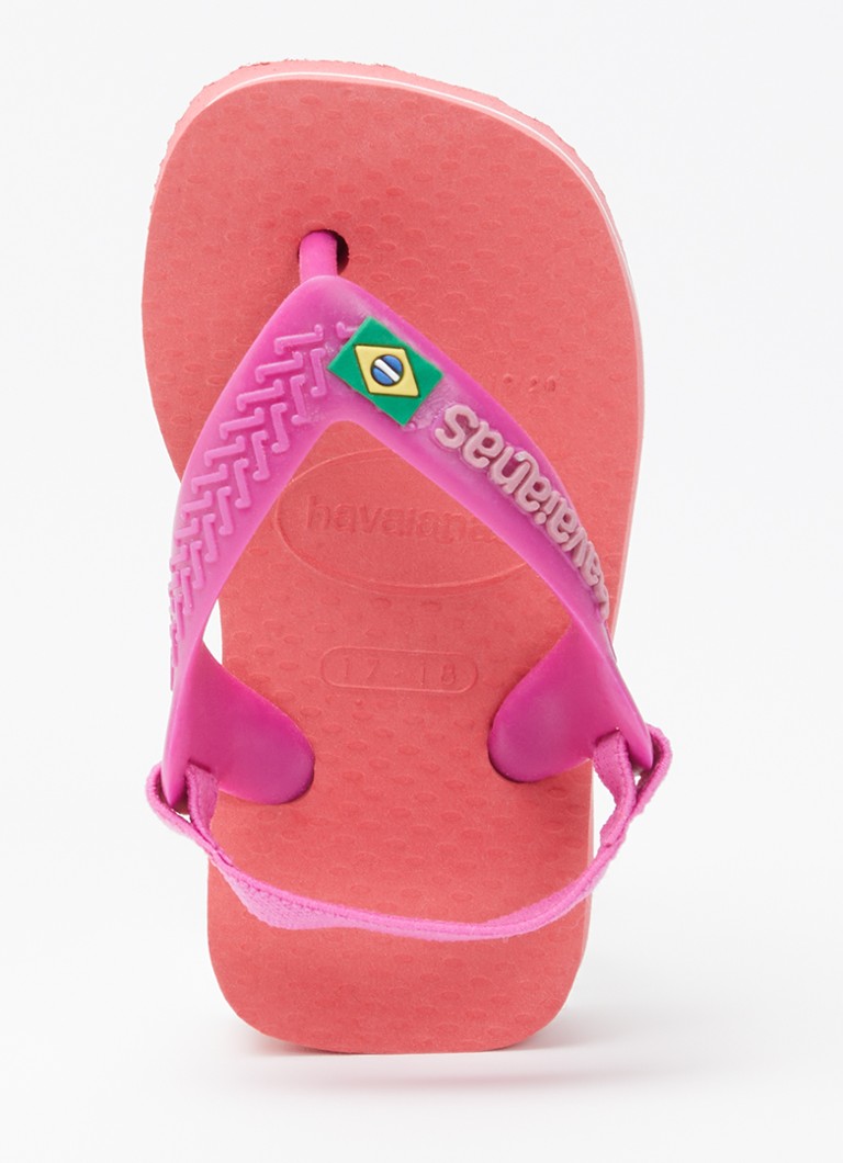 Havaianas Jongens Brasil slipper met hielbandje in de kleur Koraalroze, maat: 22