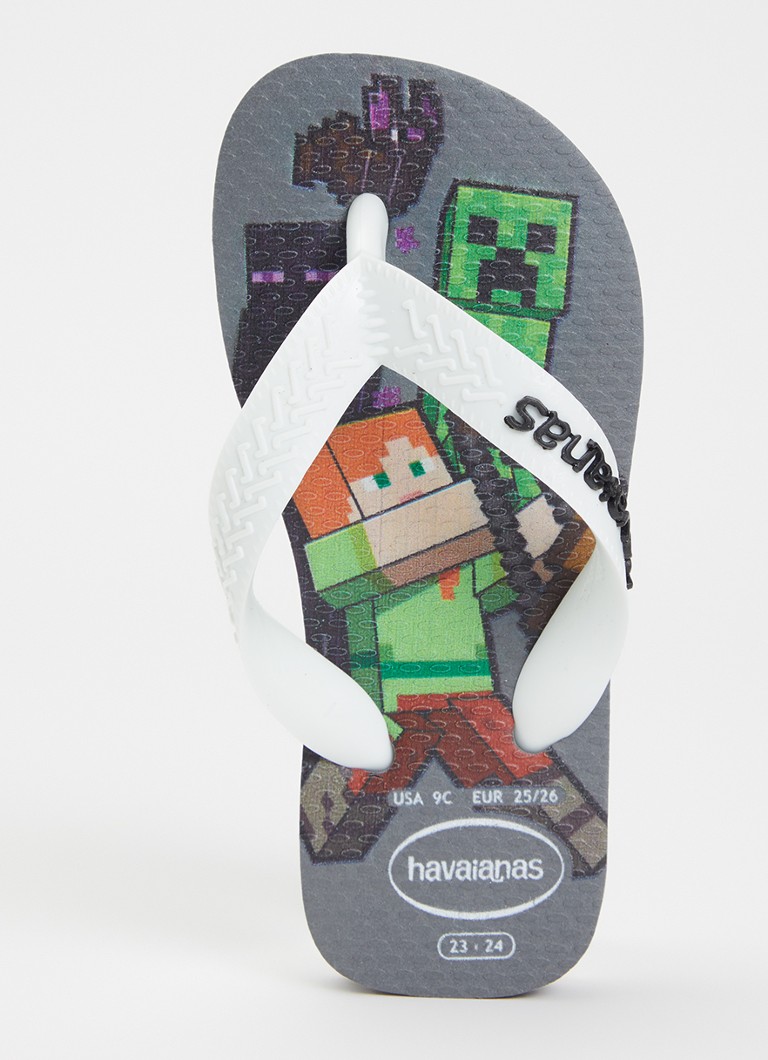 Havaianas Meisjes Minecraft slipper met logo in de kleur Grijs, maat: 29/30