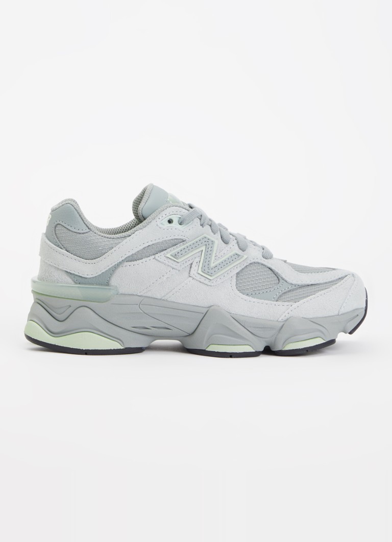 New Balance Jongens 9060 sneaker van suède met logo in de kleur Olijfgroen, maat: 40