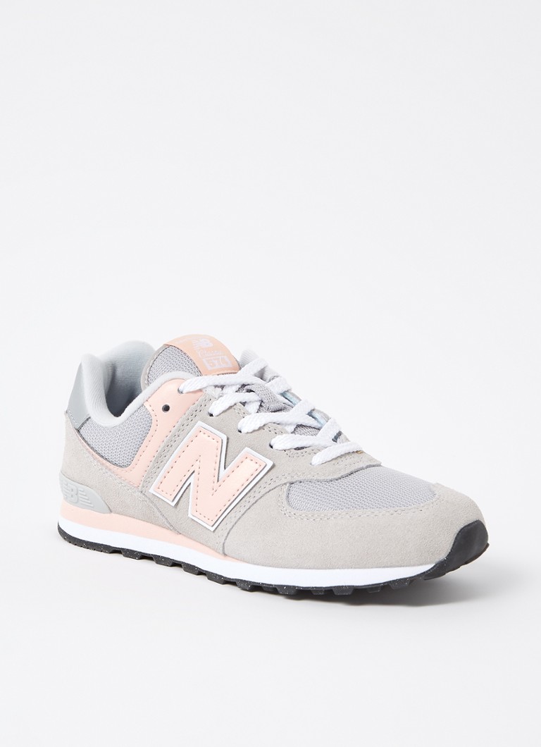 New Balance Meisjes 574 sneaker met suède details in de kleur Lichtgrijs, maat: 38