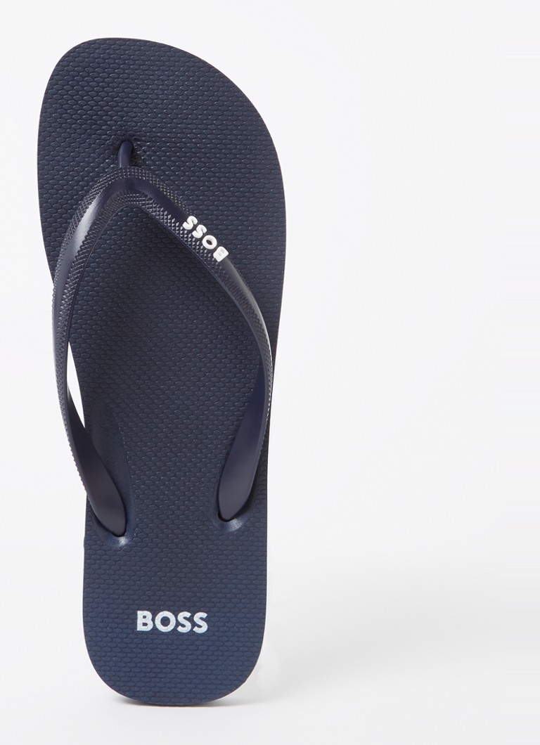 BOSS Heren Slipper met logo in de kleur Donkerblauw