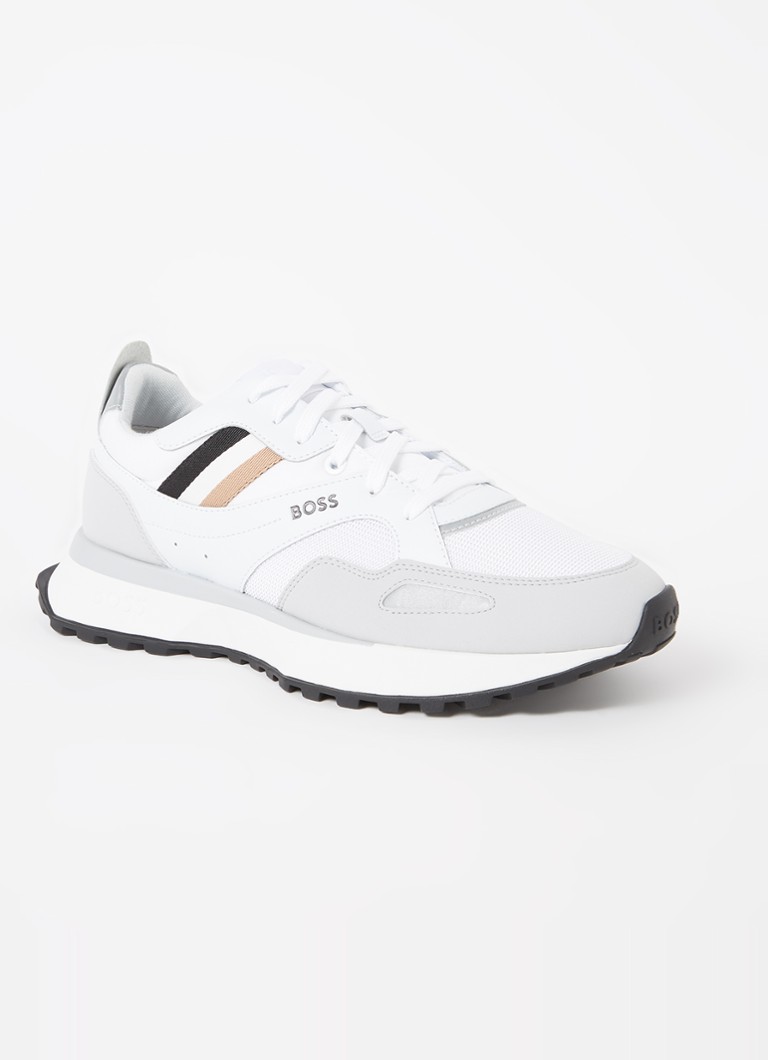 BOSS Heren Jonah sneaker met mesh details in de kleur Gebroken wit