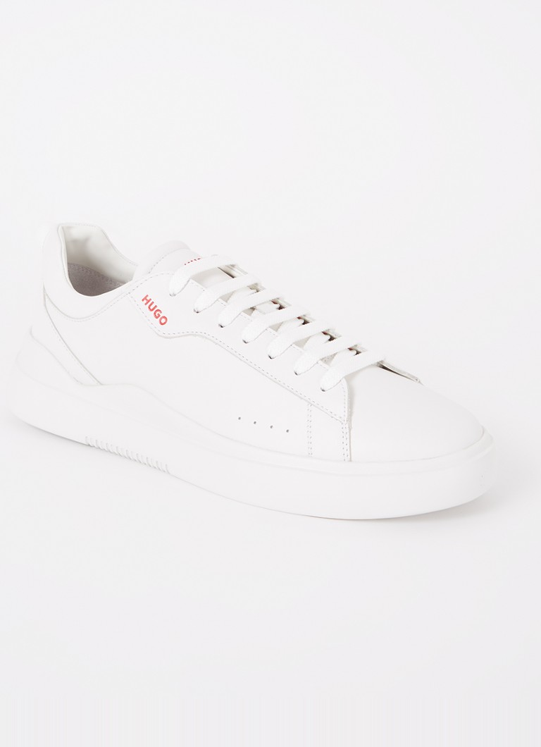HUGO Heren Blake sneaker van leer in de kleur Gebroken wit