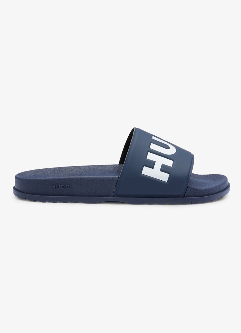 HUGO Heren Match It slipper met logo in de kleur Donkerblauw