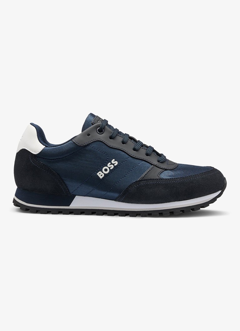 BOSS Heren Parkour sneaker met suède details in de kleur Donkerblauw