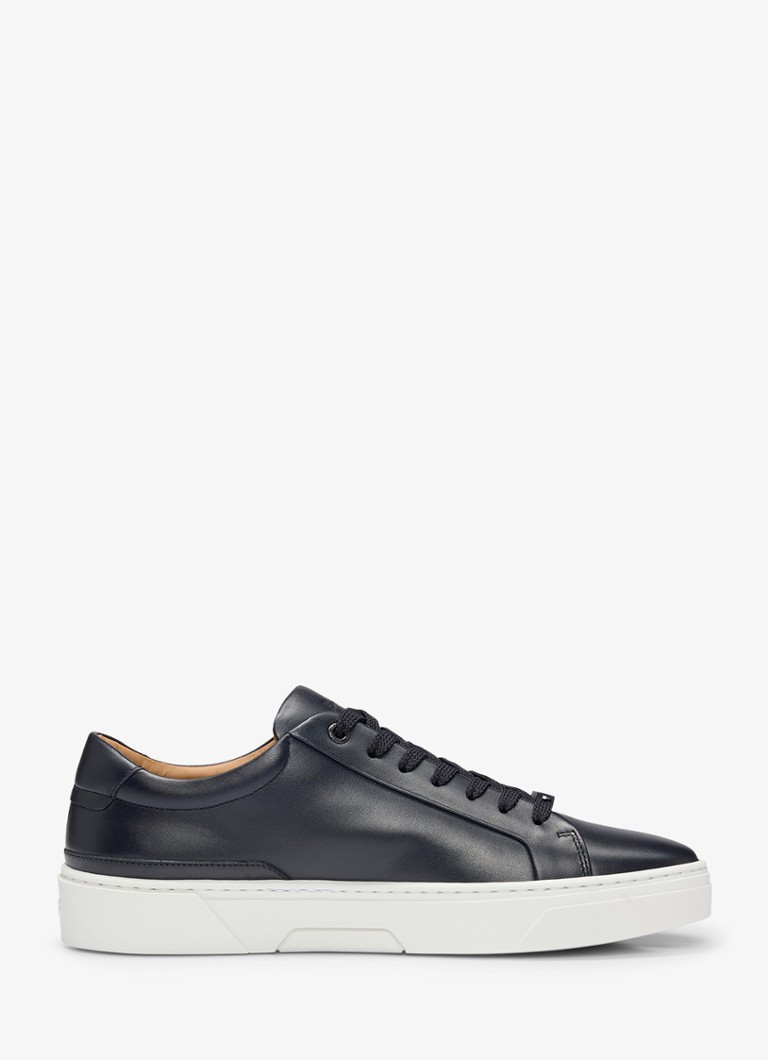 BOSS Heren Gary sneaker van leer in de kleur Donkerblauw