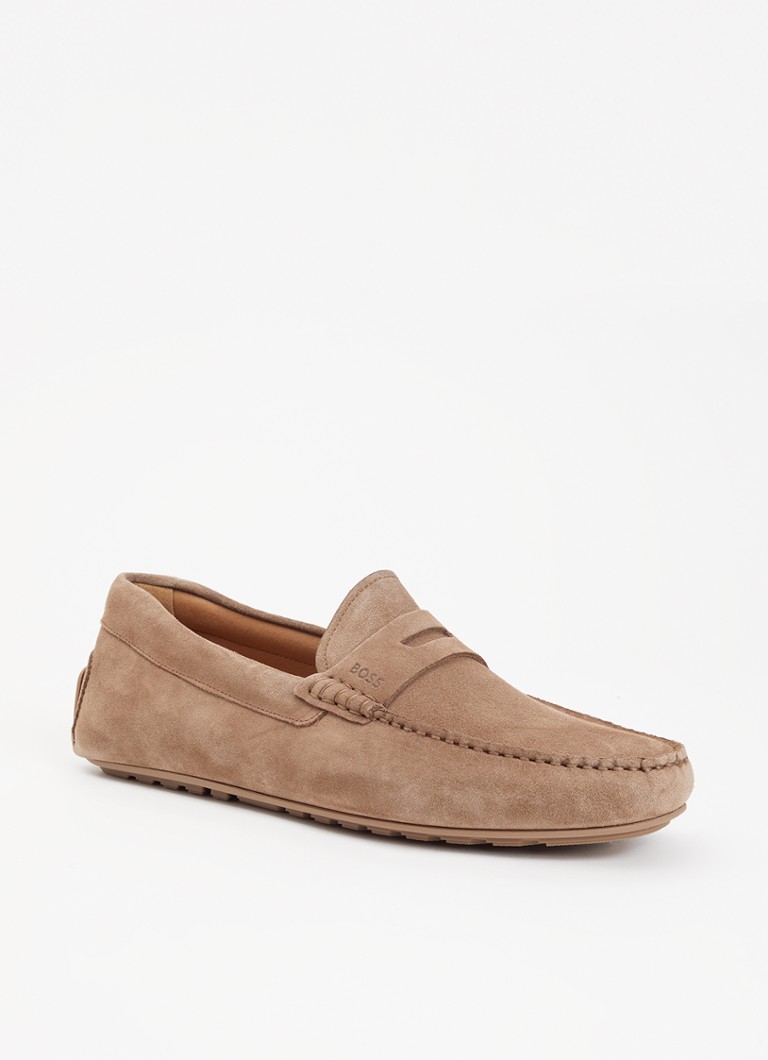 BOSS Heren Noel mocassin van suède in de kleur Donkerbeige