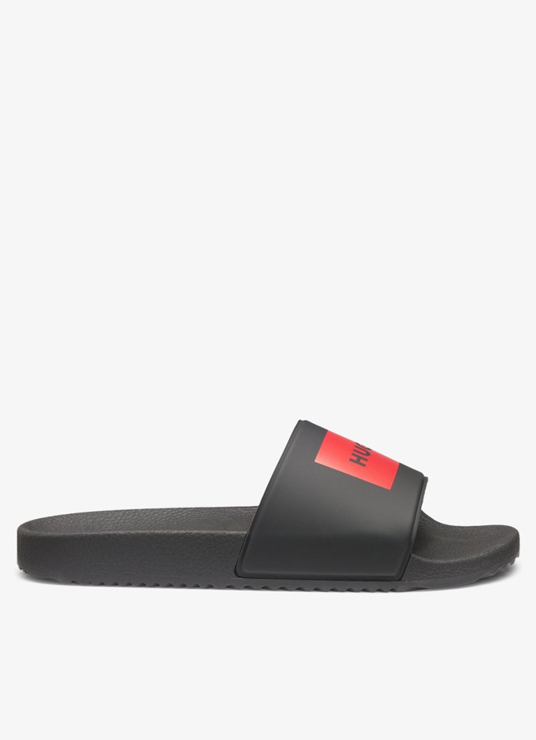 HUGO Heren Timein slipper met logo in de kleur Zwart