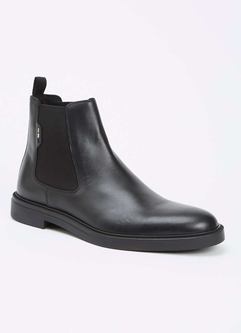 BOSS Heren Calev chelsea boot van leer in de kleur Zwart