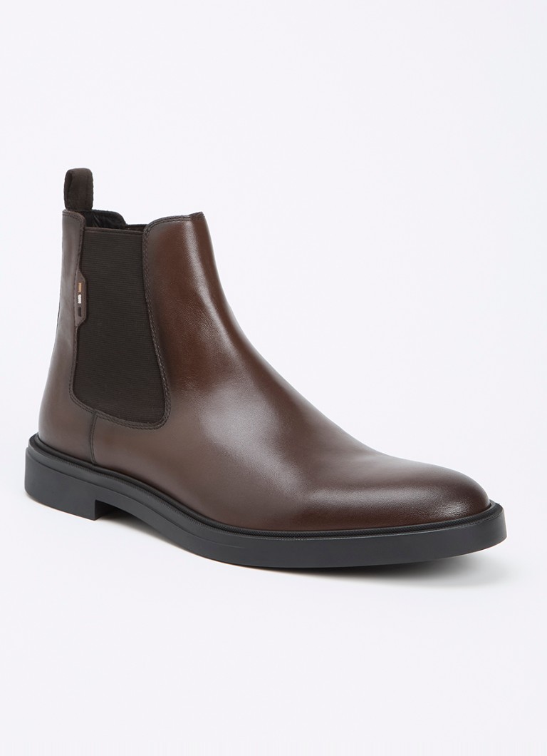 BOSS Heren Calev chelsea boot van leer in de kleur Donkerbruin