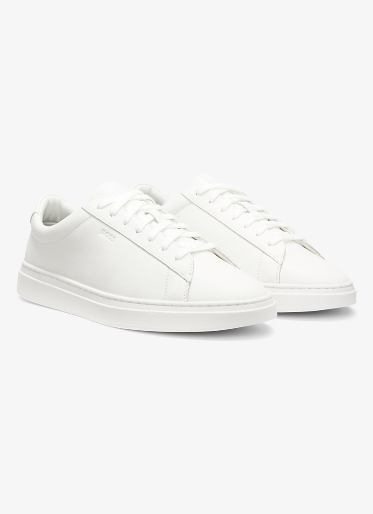 BOSS Heren Sneaker van leer in de kleur Gebroken wit