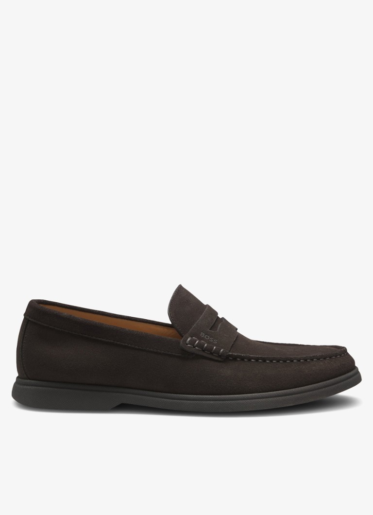 BOSS Heren Loafer van suède in de kleur Donkerbruin