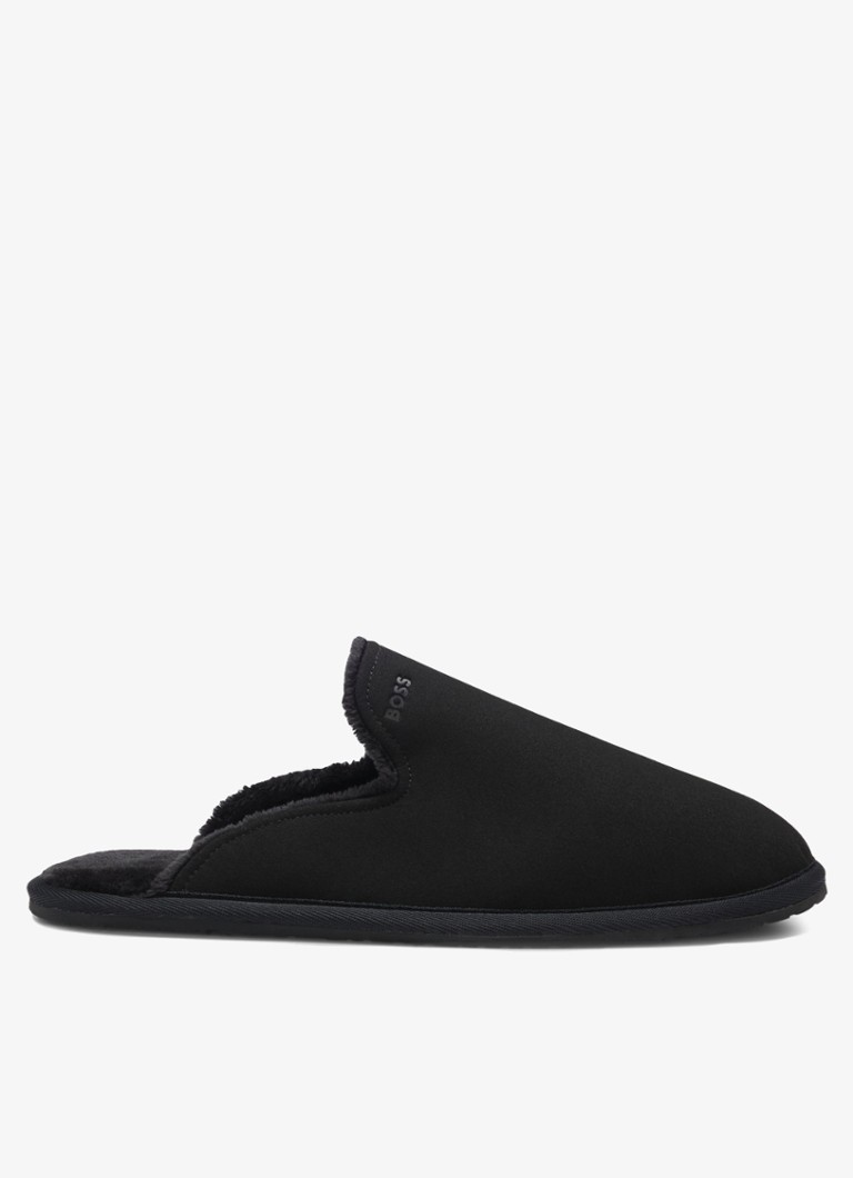 BOSS Heren Pantoffel met logo in de kleur Zwart