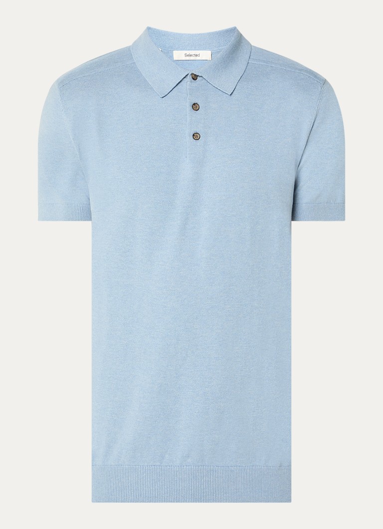 Selected Heren Berg regular fit polo met stretch in de kleur Blauwgrijs, maat: S