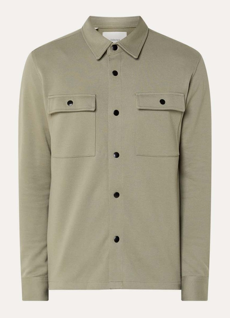 Selected Heren Noos overshirt met borstzakken in de kleur Lichtgroen, maat: XXL