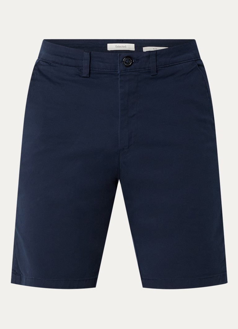 Selected Heren Miles slim fit korte chino met steekzakken in de kleur Donkerblauw, maat: M