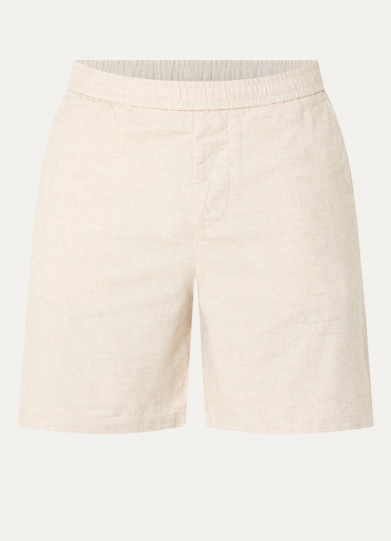 Selected Heren Reg-Harvey loose fit korte broek in linnenblend in de kleur Beige, maat: XL