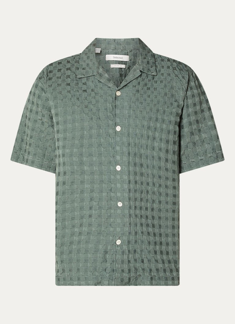 Selected Heren Regular fit overhemd met ruitdessin in de kleur Olijfgroen, maat: XXL
