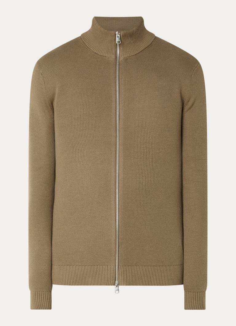 Selected Heren Dane grofgebreid vest met opstaande kraag in de kleur Beige, maat: XXL
