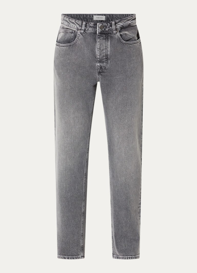 Selected Heren Ben Kori straight leg jeans met gekleurde wassing in de kleur Middengrijs, maat: W36/L34