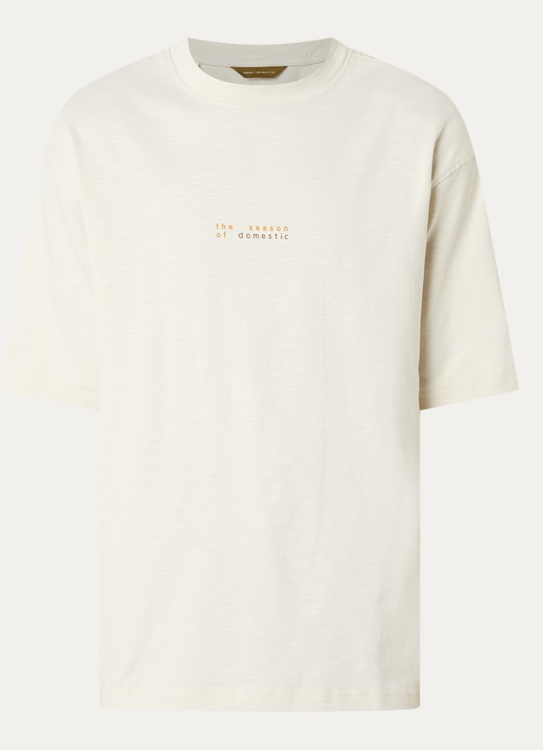 Selected Heren T-shirt met backprint in de kleur Gebroken wit, maat: S