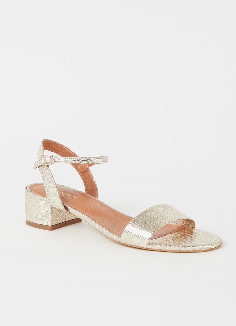 Jonak Dames Via Bis sandalette van leer met metallic finish in de kleur Goud
