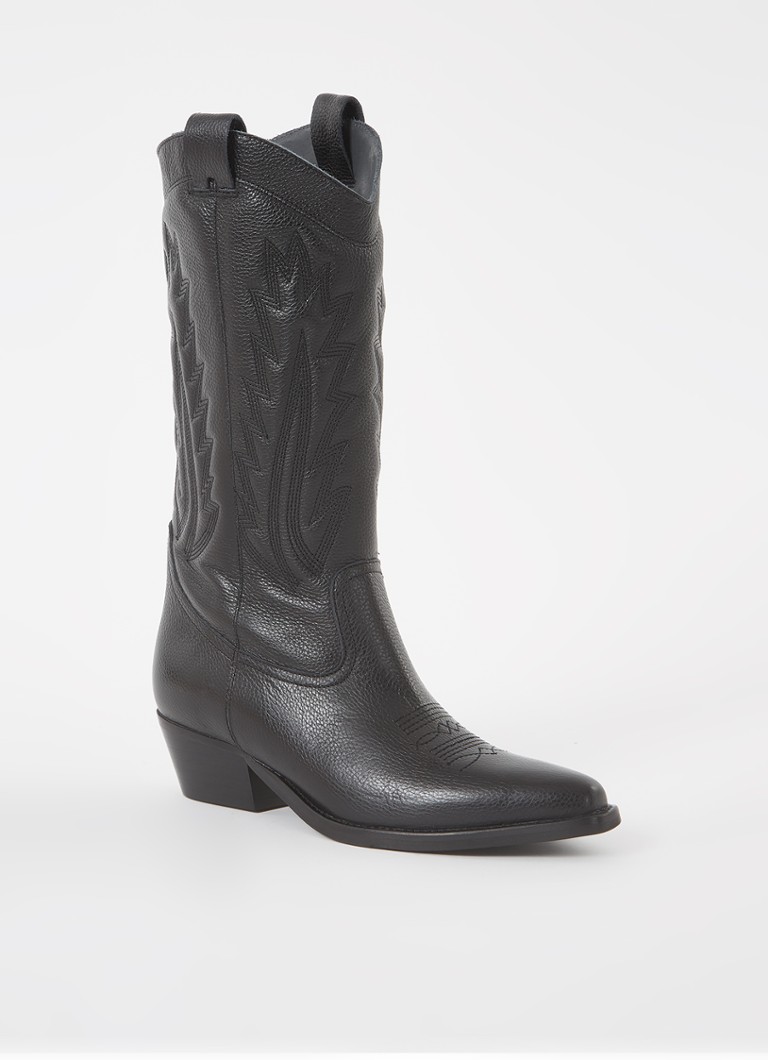 Jonak Dames Noir cowboylaars van leer in de kleur Zwart