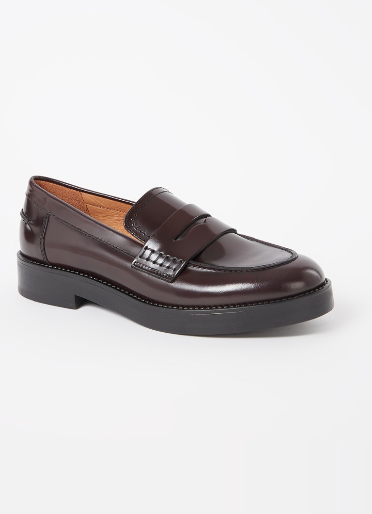 Jonak Dames Mirna loafer van leer in de kleur Aubergine