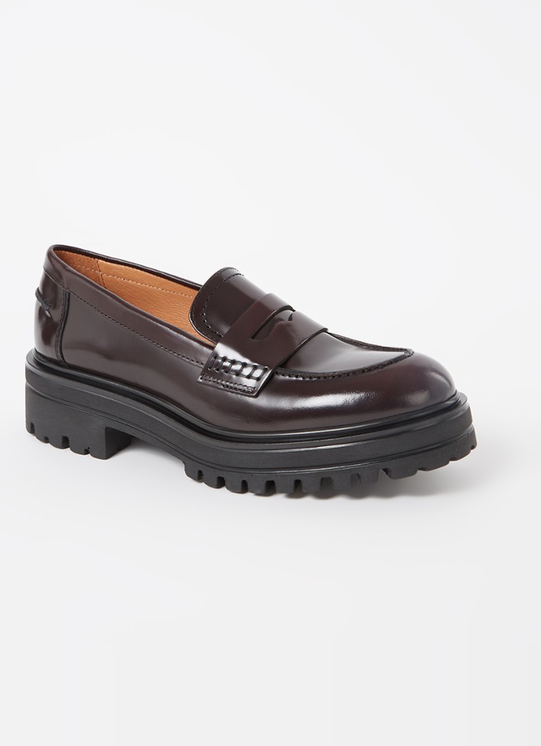 Jonak Dames Alfi loafer van leer in de kleur Aubergine