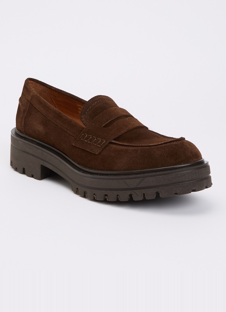 Jonak Dames Alfi loafer van kalfssuède in de kleur Bruin