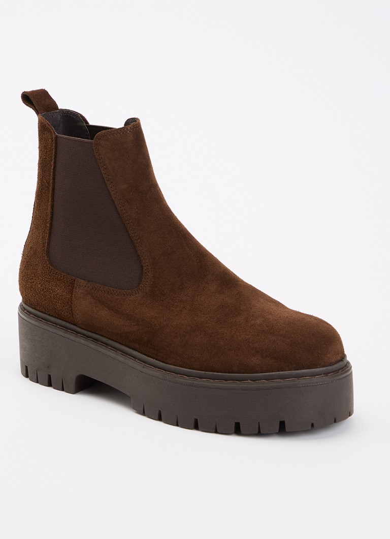 Jonak Dames Ravie chelsea boot van kalfssuède in de kleur Bruin