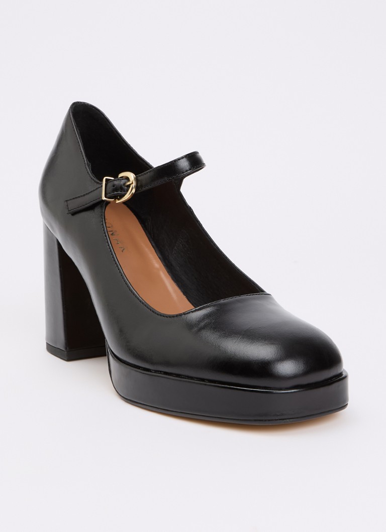 Jonak Dames Veritox pump van kalfsleer met gespdetail in de kleur Zwart