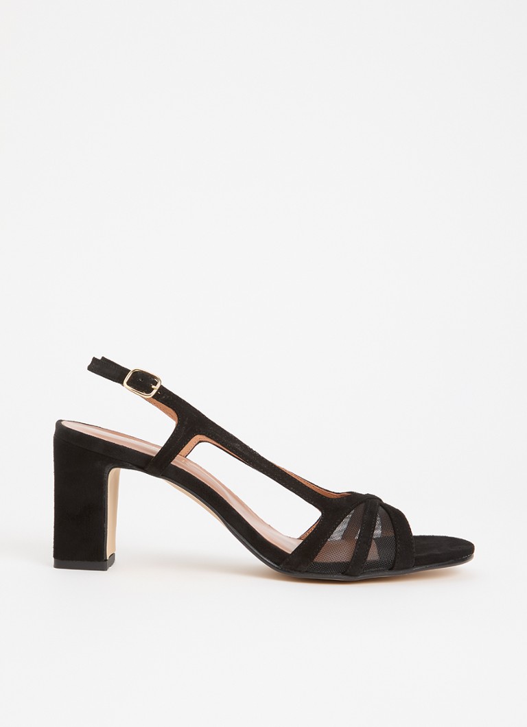 Jonak Dames Vahine sandalette van geitensuède met mesh details in de kleur Zwart