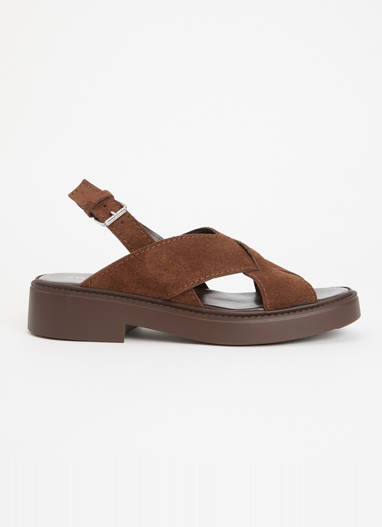 Jonak Dames Elio sandalette van suède in de kleur Donkerbruin