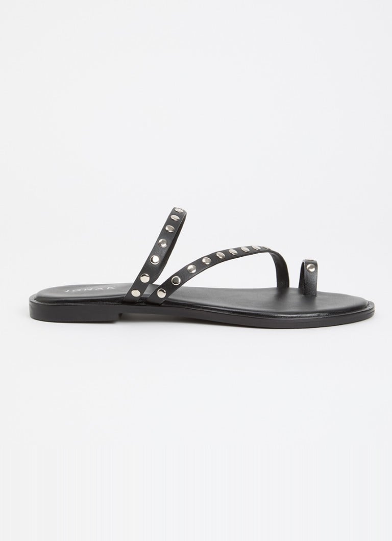 Jonak Dames Wicket slipper van kalfsleer met studs in de kleur Zwart
