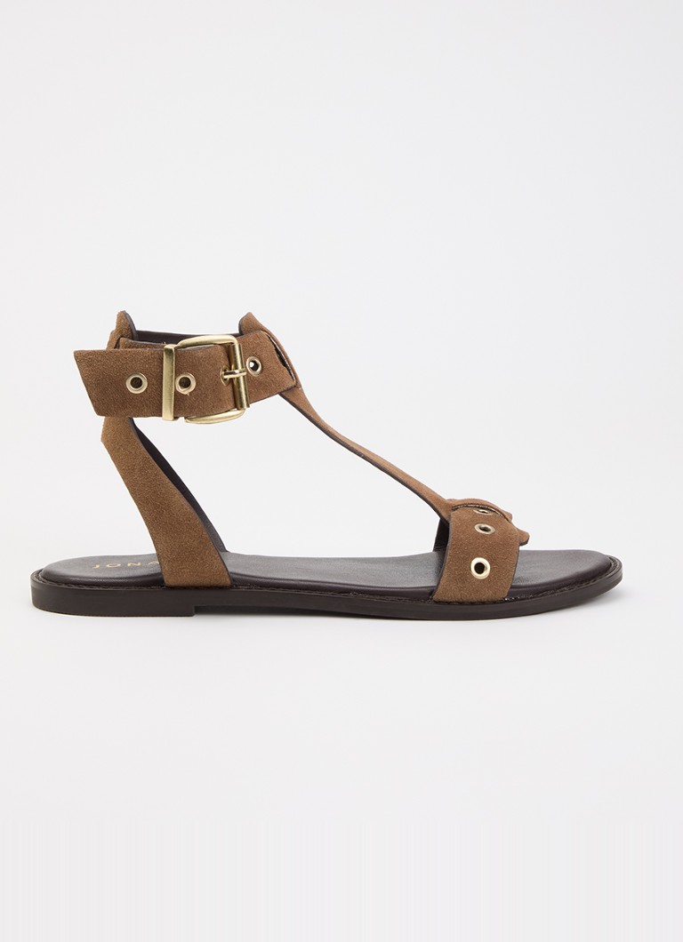 Jonak Dames Wizz sandaal van suède met gespdetail in de kleur Camel