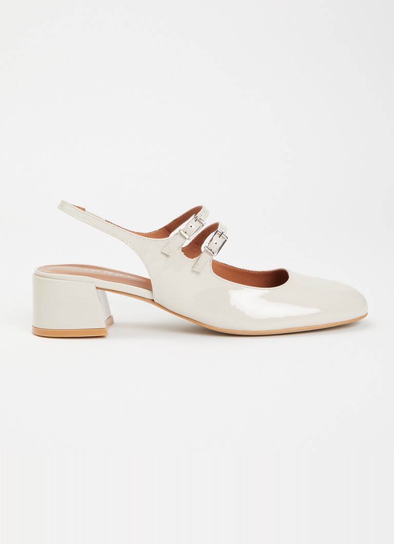 Jonak Dames Drible sling-back van kalfsleer met gespdetail in de kleur Ivoor