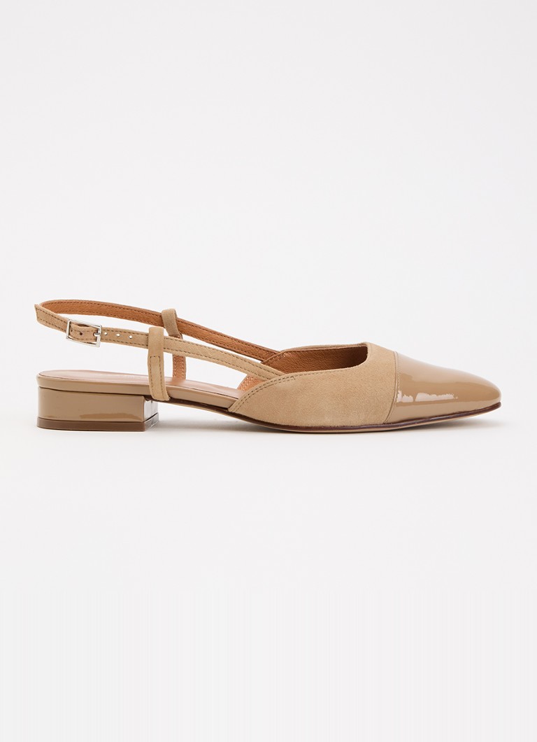 Jonak Dames Dhapou slingback van kalfssuède met lakleren details in de kleur Beige