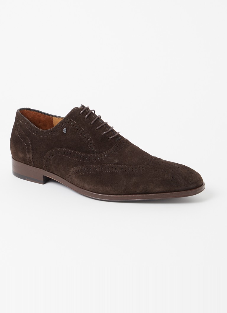 Floris van Bommel Heren Raffa 04.02 brogue van suède in de kleur Donkerbruin, maat: 45,3