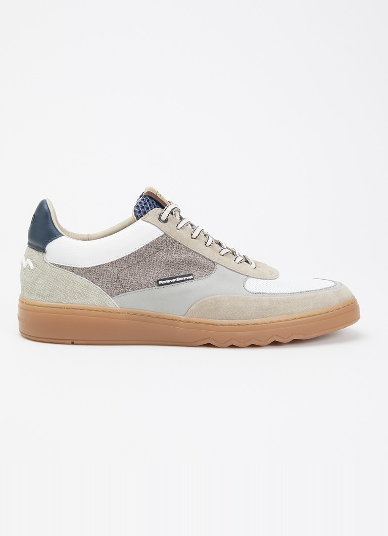 Floris van Bommel Heren De Kupster 05.21 sneaker met suède details in de kleur Lichtbruin, maat: 42
