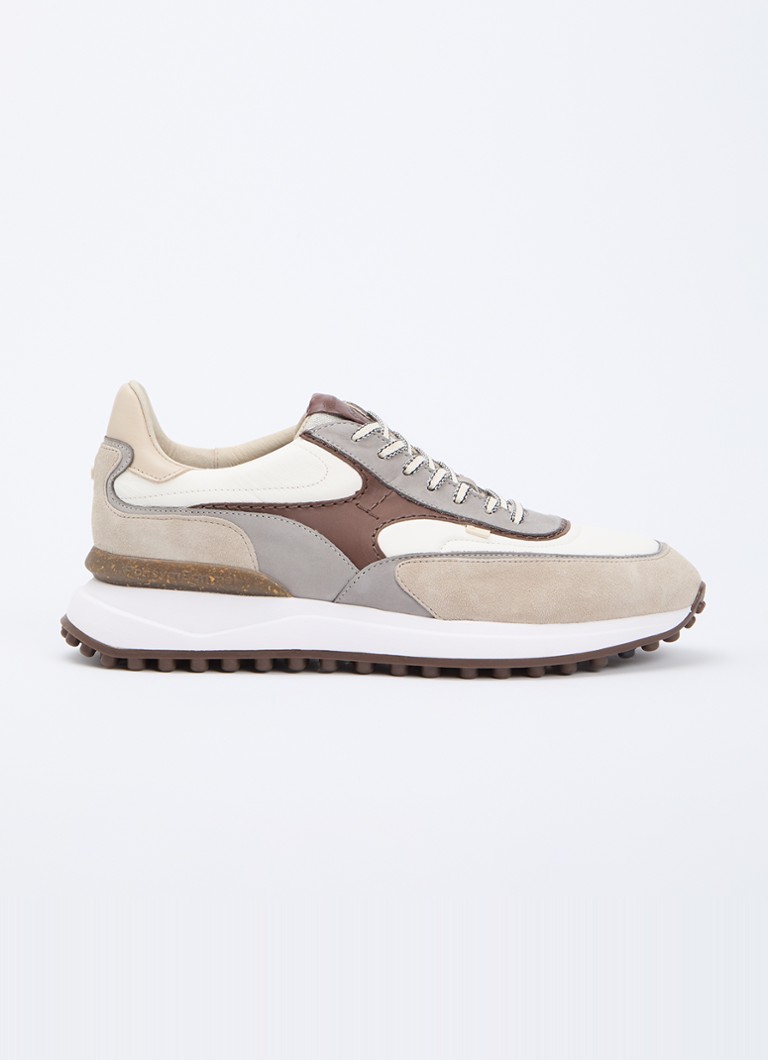 Floris van Bommel Heren Noppi 37.10 sneaker van leer met suède details in de kleur Beige, maat: 42