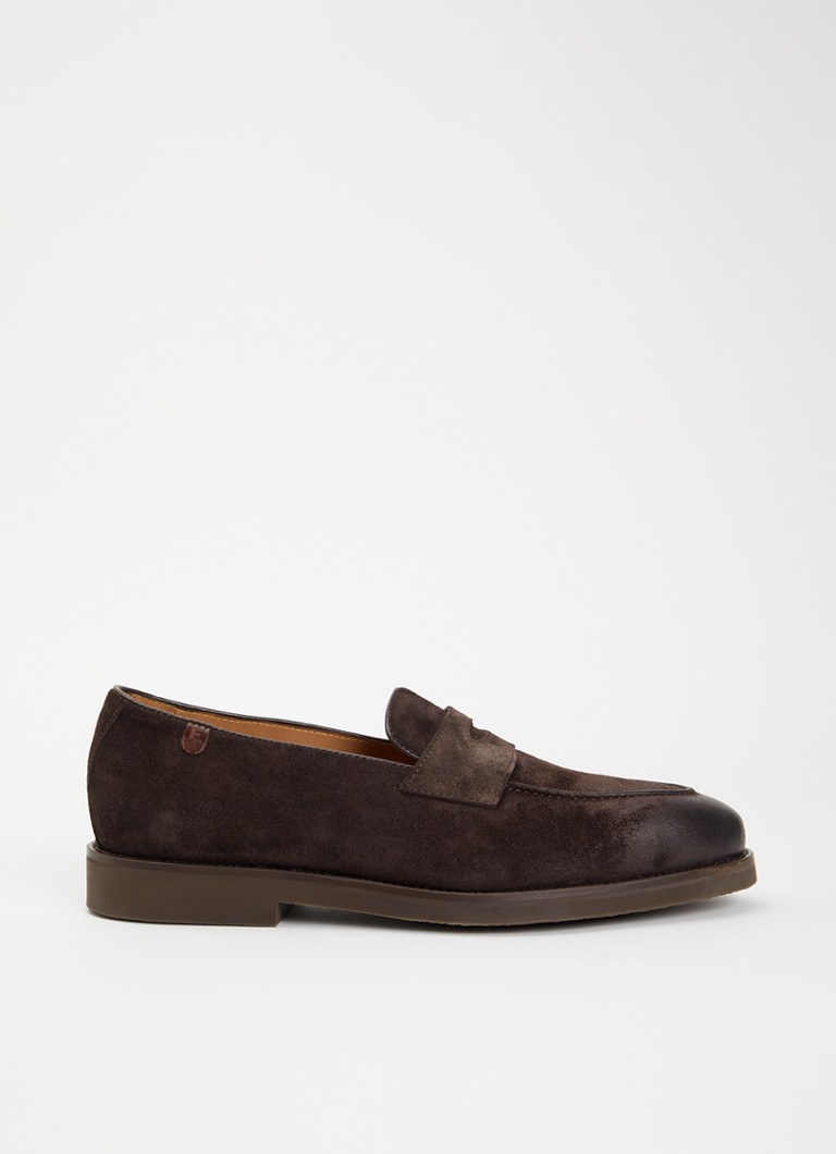 Floris van Bommel Heren De Spekker 01.02 loafer van suède in de kleur Donkerbruin, maat: 42