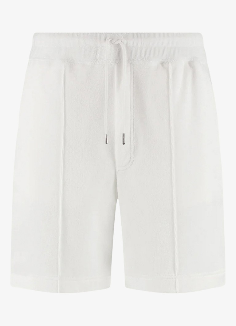 Aurélien Heren Terry straight fit korte broek van badstof in de kleur White-110