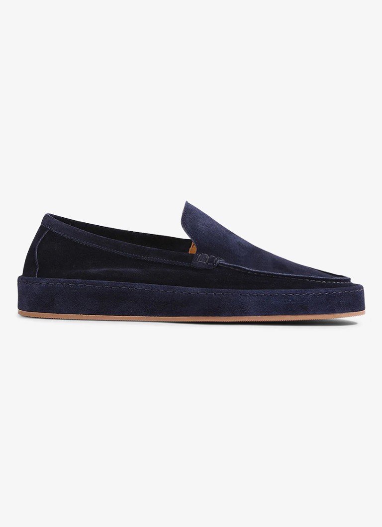 Aurélien Heren Voyager loafer van suède in de kleur Dark Navy-411 / Blauw