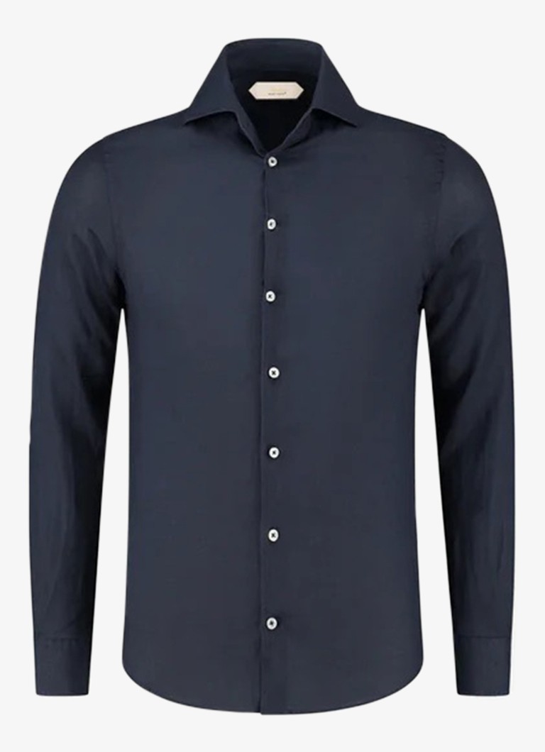 Aurélien Heren Regular fit overhemd van linnen in de kleur Navy-410