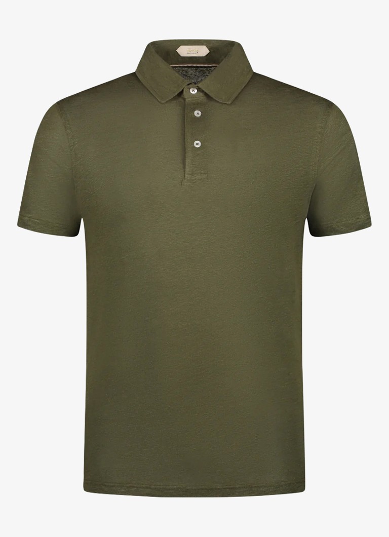 Aurélien Heren Regular fit polo van linnen in de kleur Olive-300