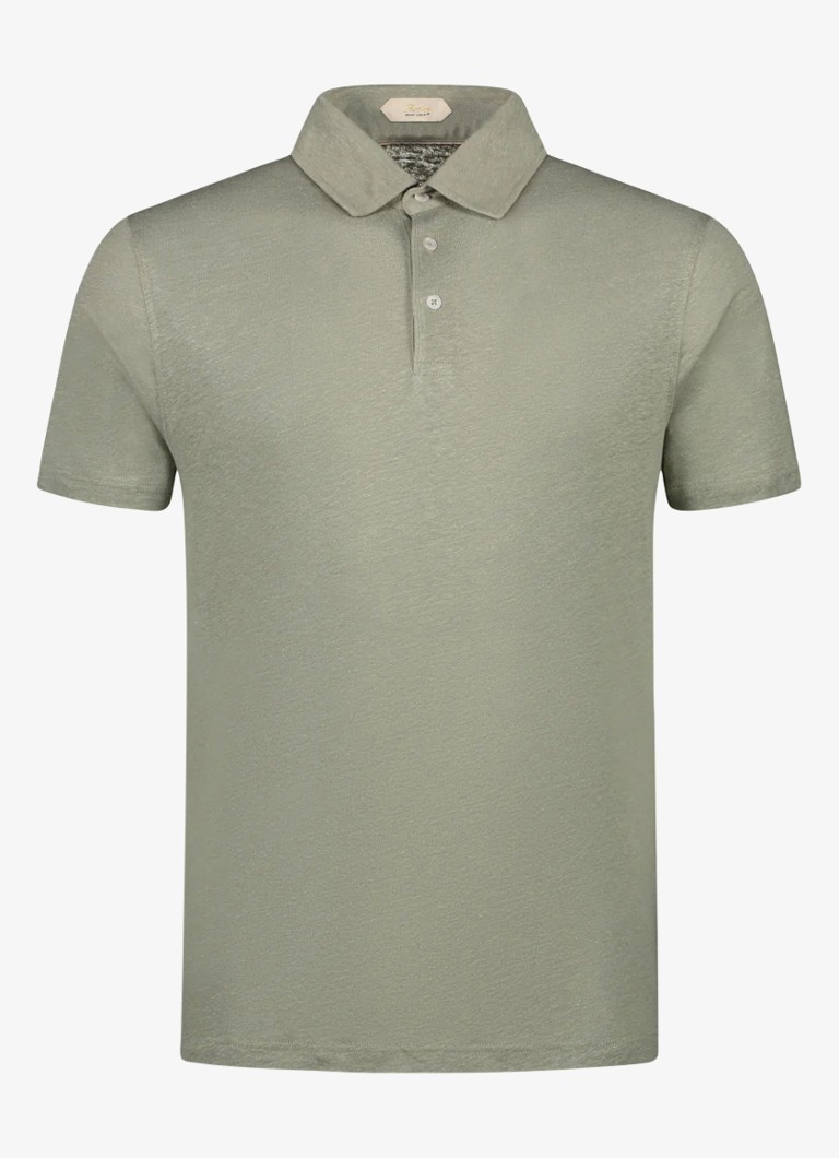 Aurélien Heren Regular fit polo van linnen in de kleur Pistache-340 / Groen
