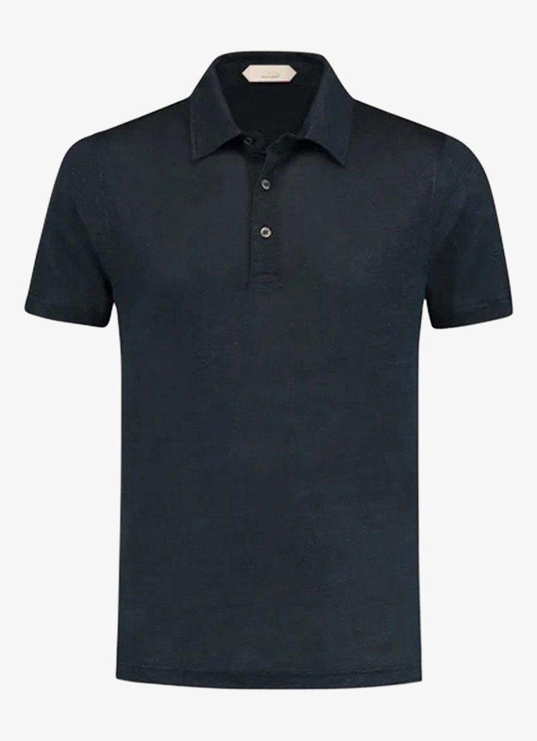 Aurélien Heren Regular fit polo van linnen in de kleur Navy-410